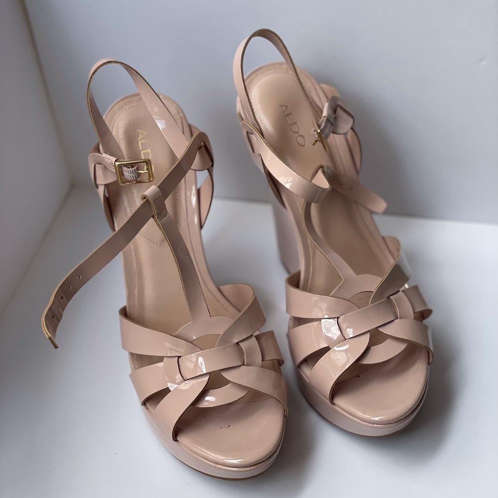 Nude block heels